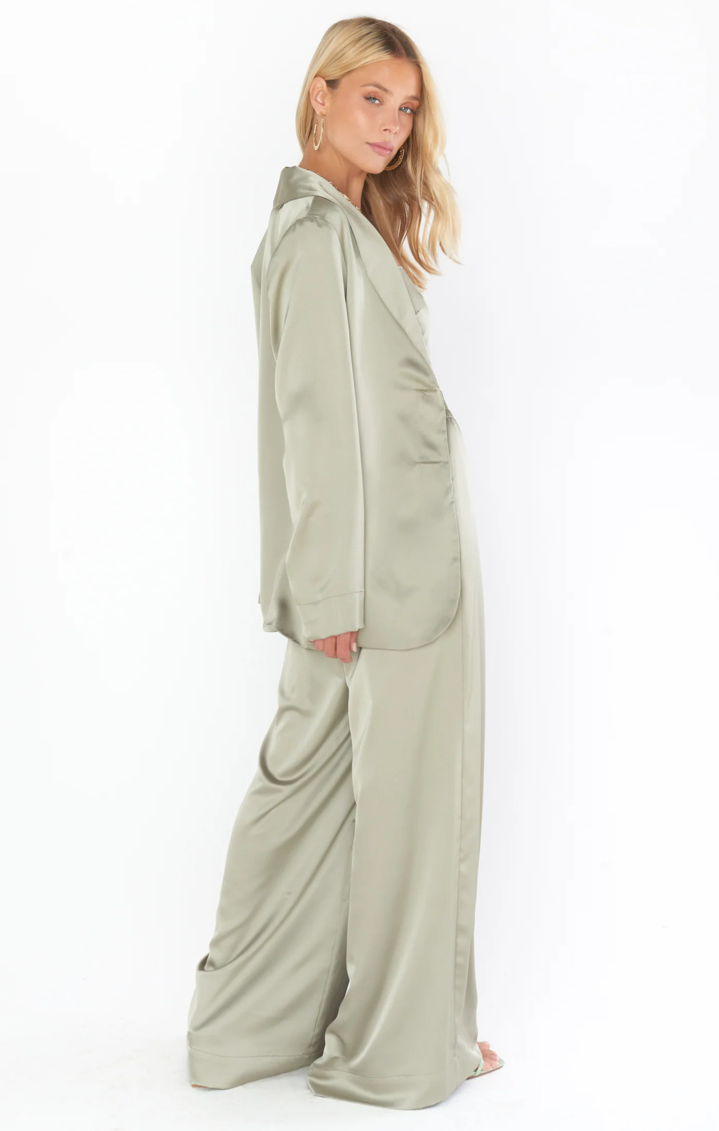 Felix Blazer ~ Moss Green Luxe Satin - Image 3