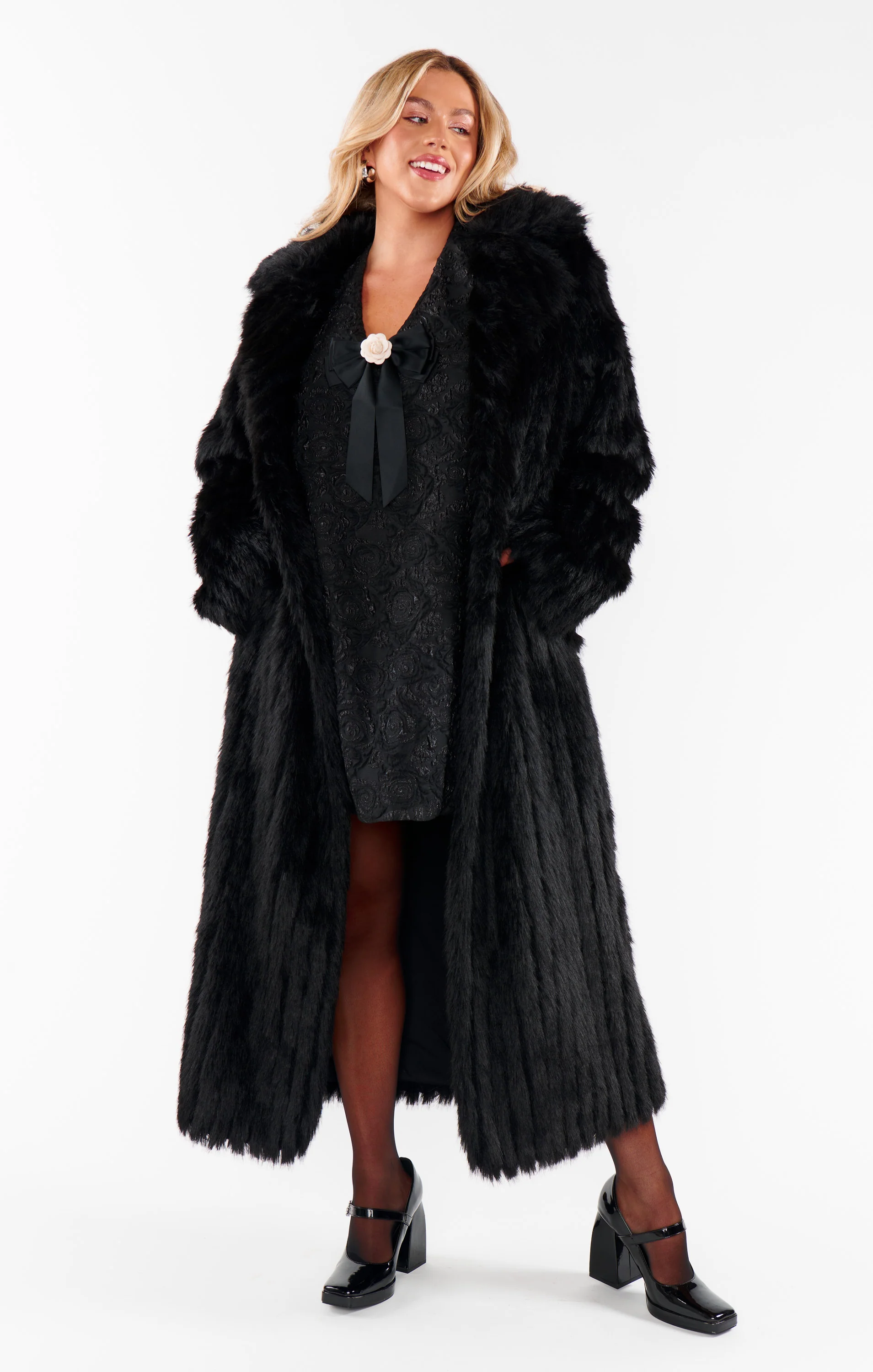 Plaza Coat ~ Black Faux Fur - Image 15