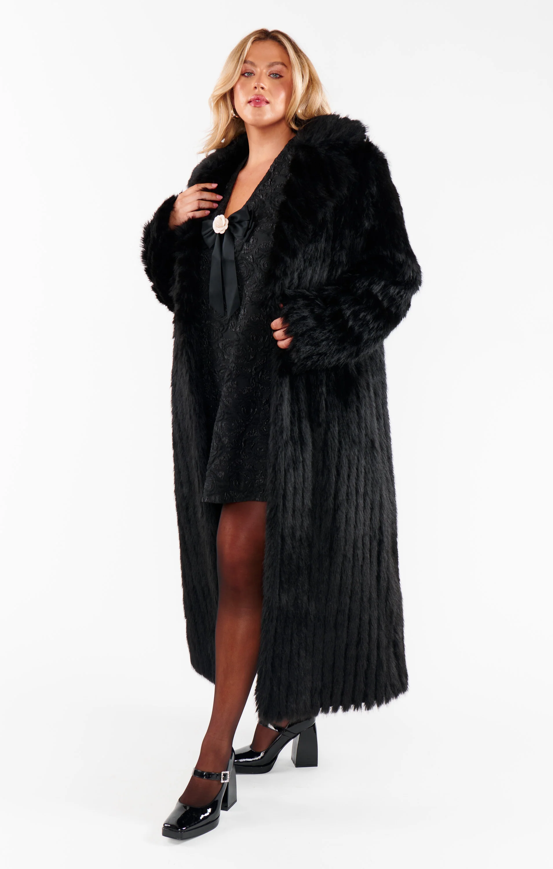 Plaza Coat ~ Black Faux Fur - Image 16
