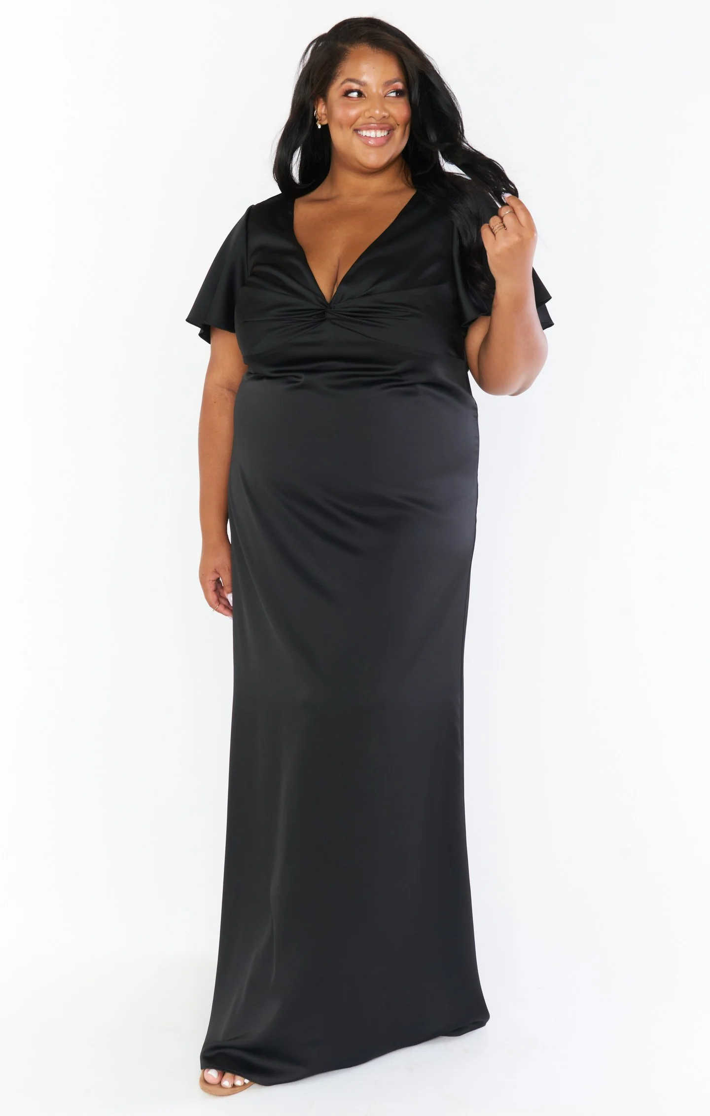 Rome Twist Gown ~ Black Luxe Satin - Image 7